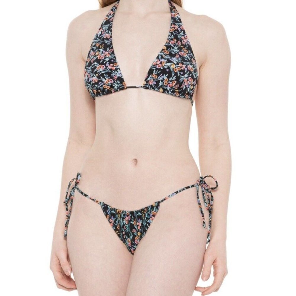 Body Glove Abloom Luana Bikini Top Small NWT Floral Triangle Halter Swim Top